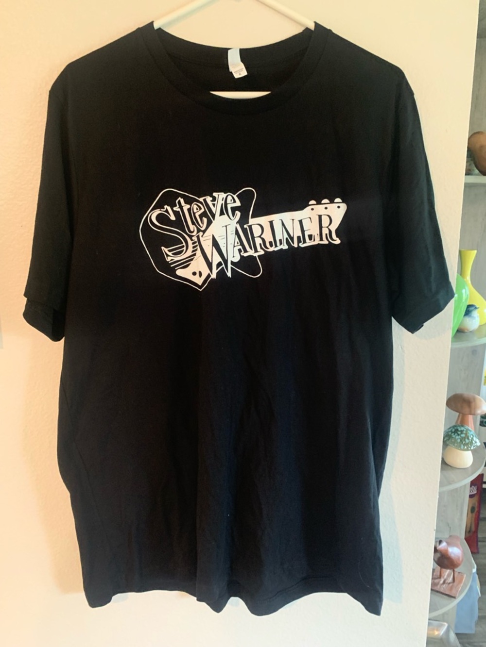 Black Steve Wariner Graphic Tee with White Guitar Logo